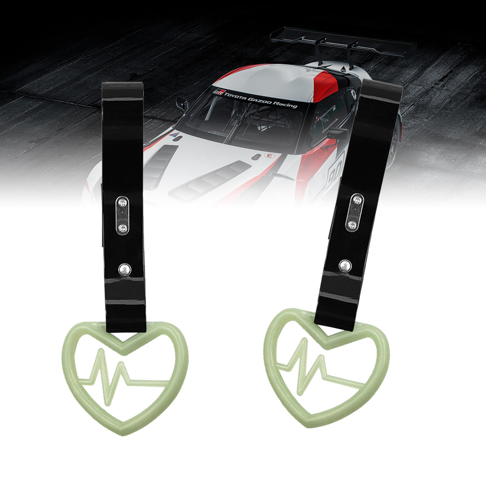 Brand New Heartbeats Glow In Dark Green JDM TSURIKAWA Ring Subway Train Bus Handle Black Strap Charm Drift