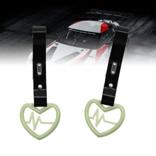 Load image into Gallery viewer, Brand New Heartbeats Glow In Dark Green JDM TSURIKAWA Ring Subway Train Bus Handle Black Strap Charm Drift