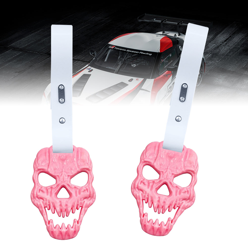 Brand New Skull Head Pink JDM TSURIKAWA Ring Subway Train Bus Handle White Strap Charm Drift