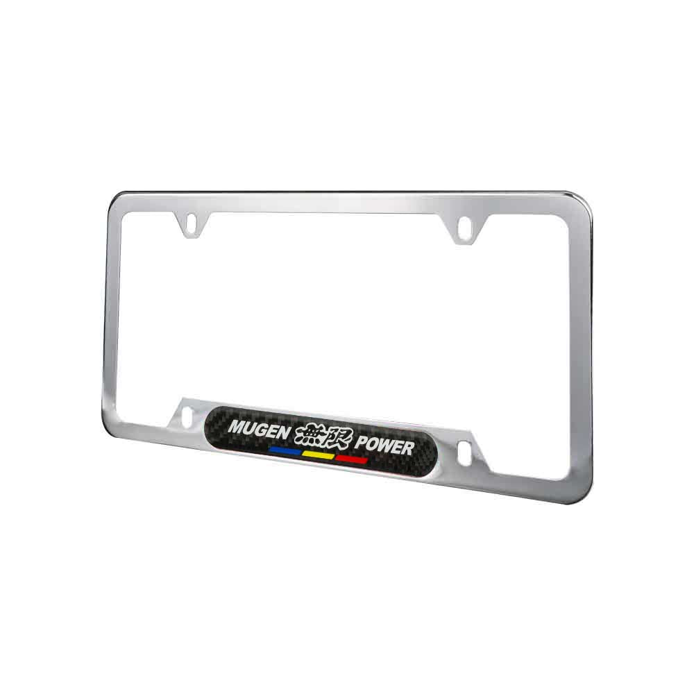 Brand New Universal 2PCS Mugen Power Chrome Metal License Plate Frame