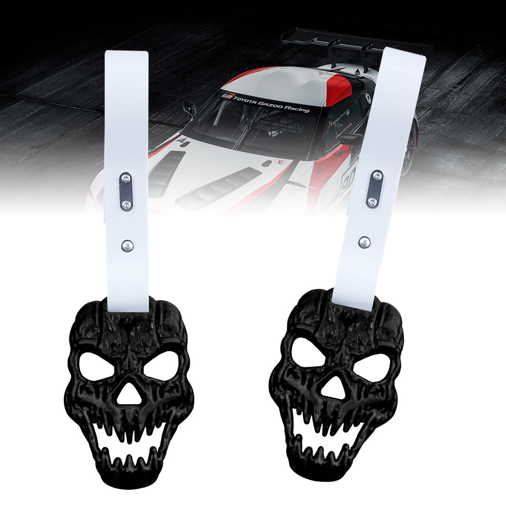 Brand New Skull Head Black JDM TSURIKAWA Ring Subway Train Bus Handle White Strap Charm Drift