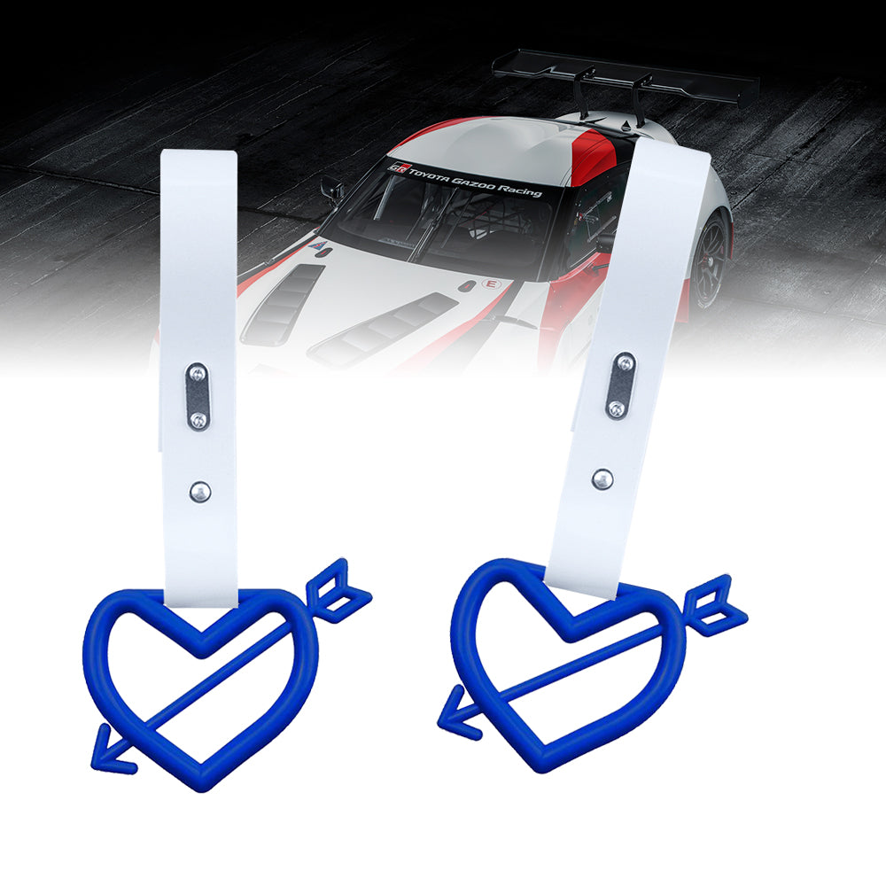 Brand New Arrow Heart Love Blue JDM TSURIKAWA Ring Subway Train Bus Handle White Strap Charm Drift