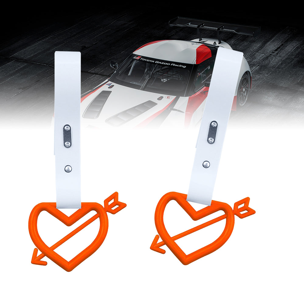 Brand New Arrow Heart Love Orange JDM TSURIKAWA Ring Subway Train Bus Handle White Strap Charm Drift