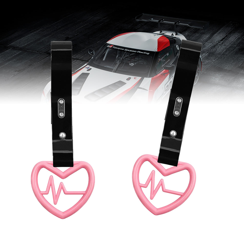 Brand New Heartbeats Pink JDM TSURIKAWA Ring Subway Train Bus Handle Black Strap Charm Drift