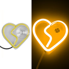 Load image into Gallery viewer, BRAND NEW UNIVERSAL BROKEN LOVE HEART YELLOW LED Neon Flash Light Car Wind Glow Electric Remote Control Lamp