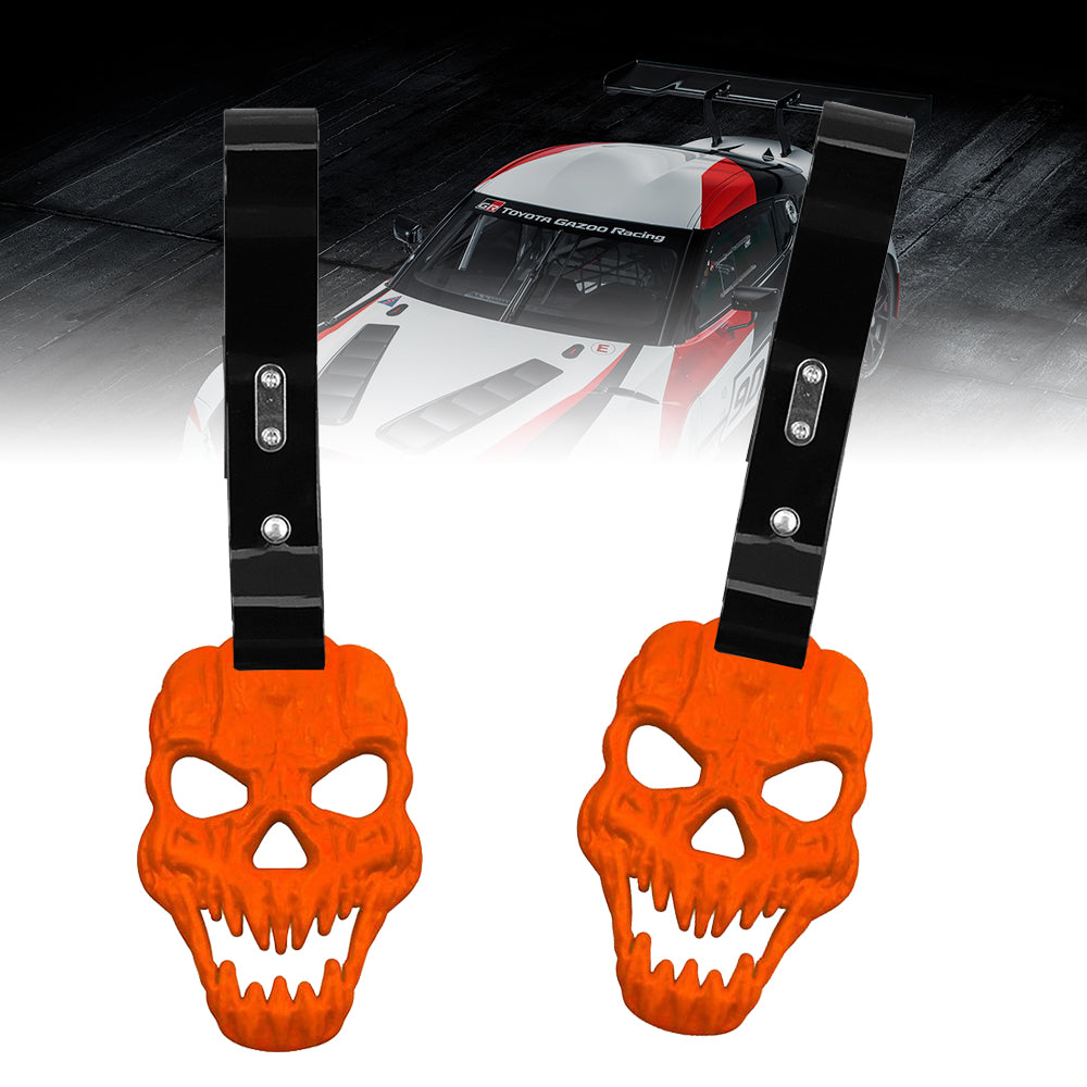 Brand New Skull Head Orange JDM TSURIKAWA Ring Subway Train Bus Handle Black Strap Charm Drift