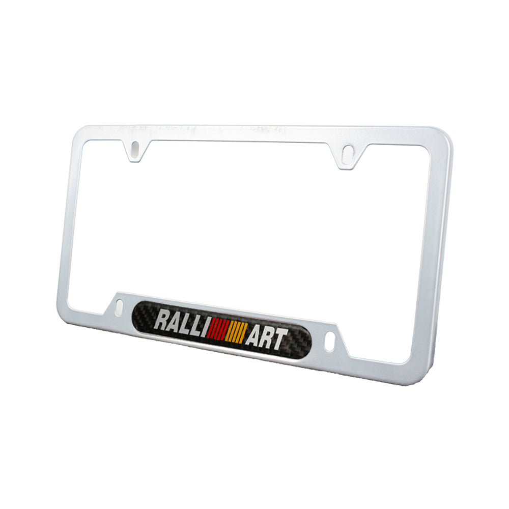 Brand New Universal 1PCS Ralliart Silver Metal License Plate Frame