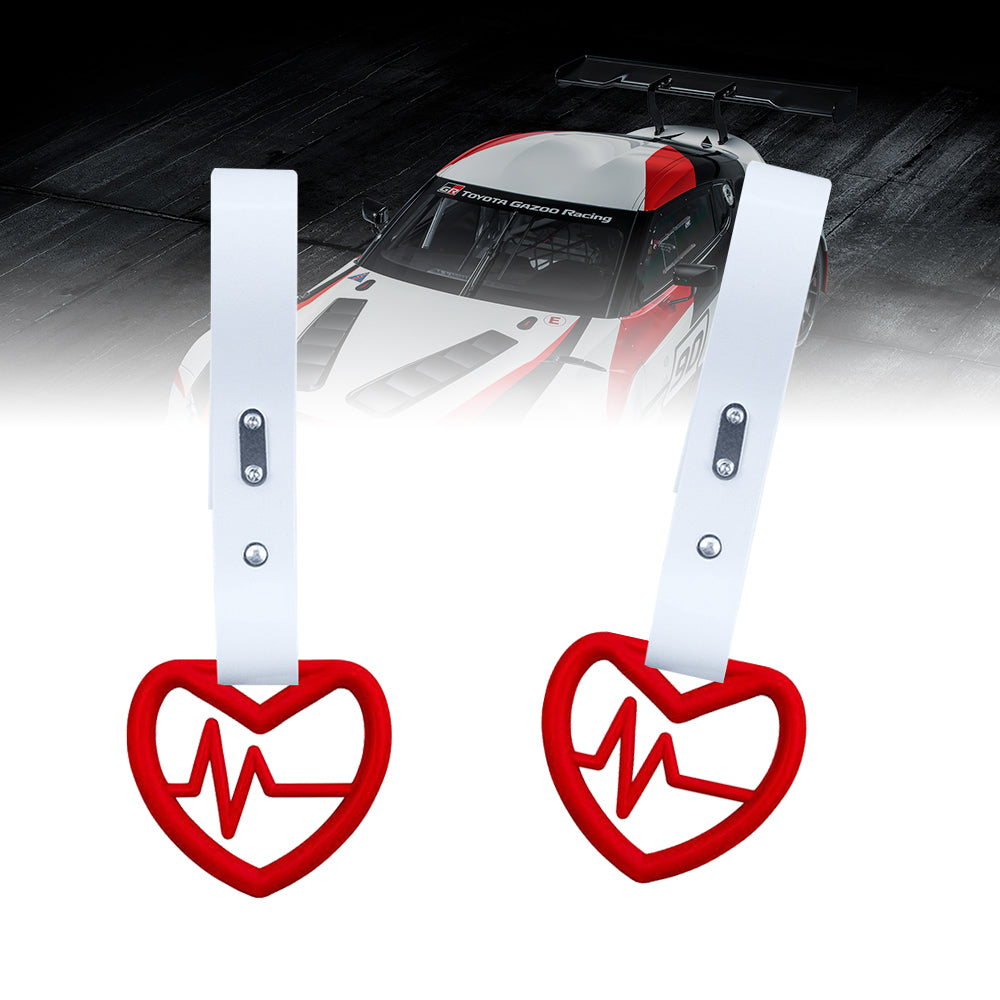 Brand New Heartbeats Red JDM TSURIKAWA Ring Subway Train Bus Handle White Strap Charm Drift