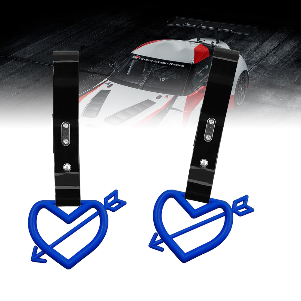 Brand New Arrow Heart Love Blue JDM TSURIKAWA Ring Subway Train Bus Handle Black Strap Charm Drift