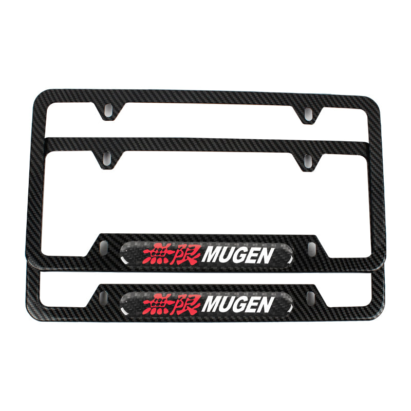 Brand New Universal 1PCS MUGEN Carbon Fiber Look Metal License Plate Frame