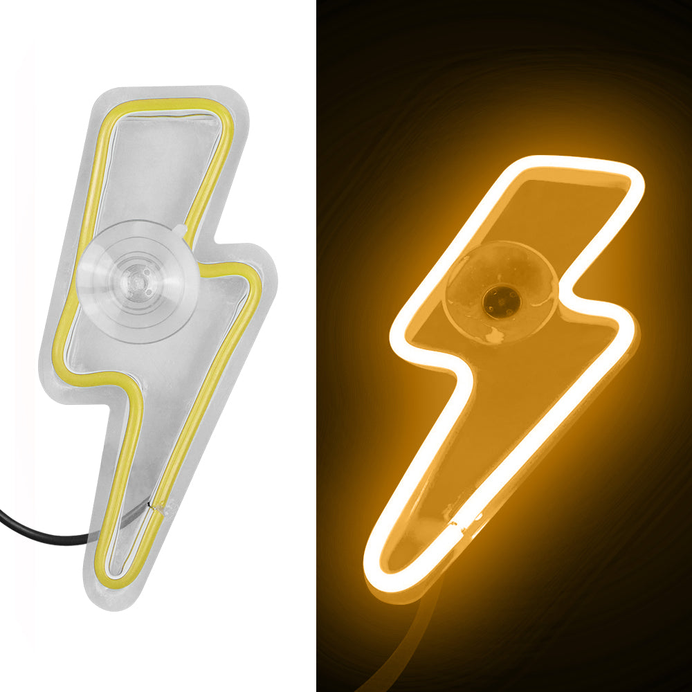 BRAND NEW UNIVERSAL LIGHTING SHAPED YELLOW LED Neon Flash Light Car Window Glow Electric Remote Control Lamp