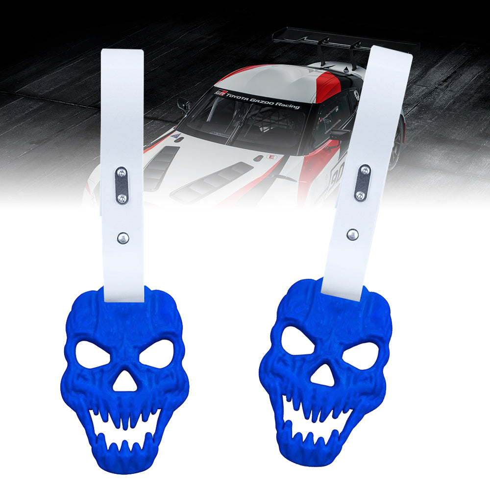 Brand New Skull Head Blue JDM TSURIKAWA Ring Subway Train Bus Handle White Strap Charm Drift