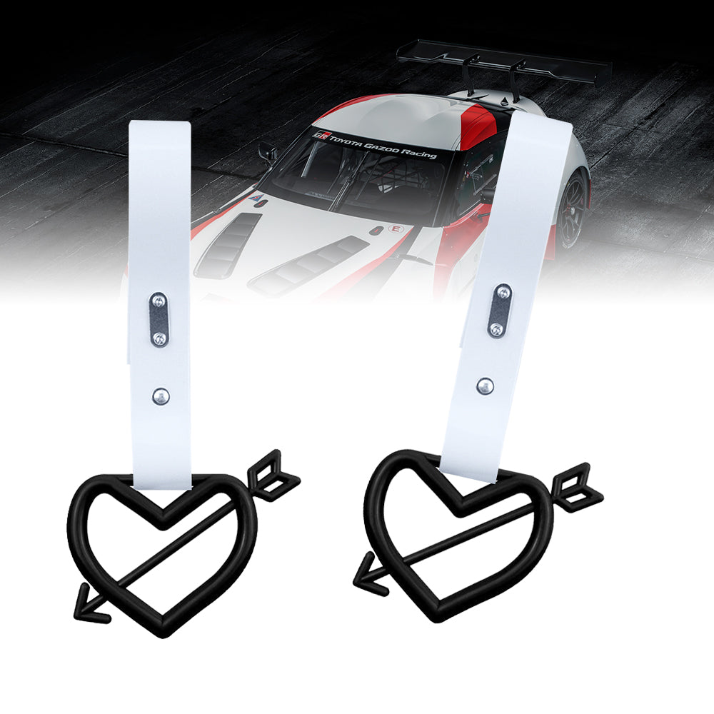 Brand New Arrow Heart Love Black JDM TSURIKAWA Ring Subway Train Bus Handle White Strap Charm Drift