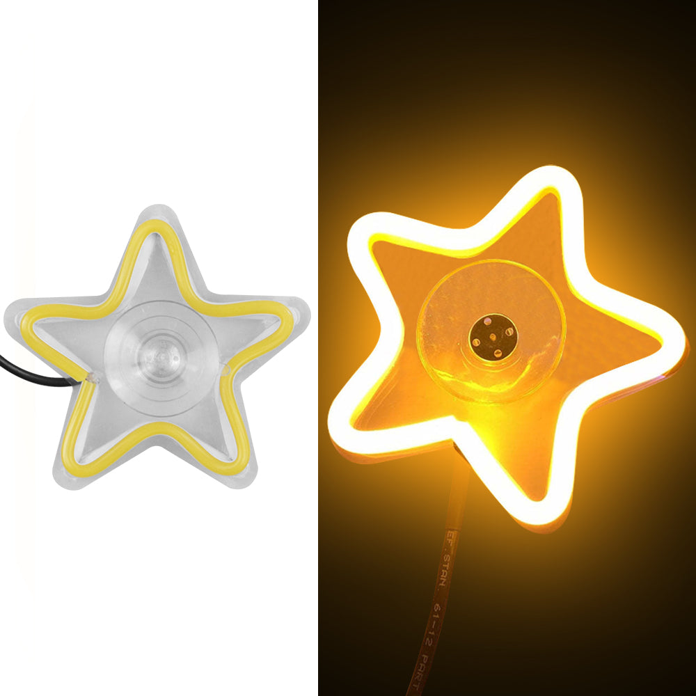 BRAND NEW UNIVERSAL STAR SHAPED YELLOW LED Neon Flash Light Car Window Glow Electric Remote Control Lamp