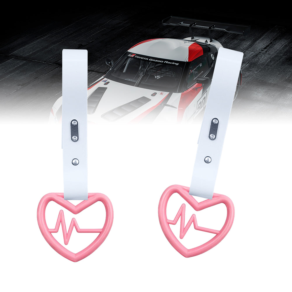 Brand New Heartbeats Pink JDM TSURIKAWA Ring Subway Train Bus Handle White Strap Charm Drift