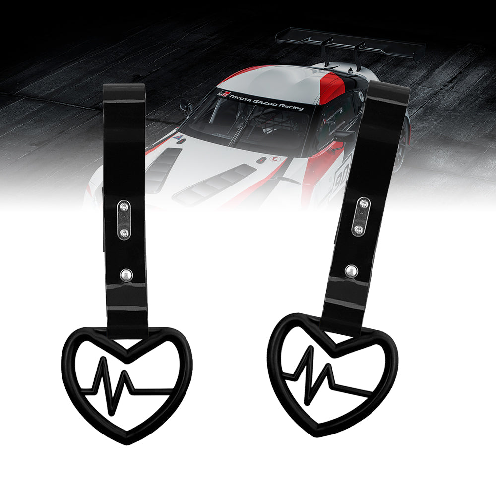 Brand New Heartbeats Black JDM TSURIKAWA Ring Subway Train Bus Handle Black Strap Charm Drift