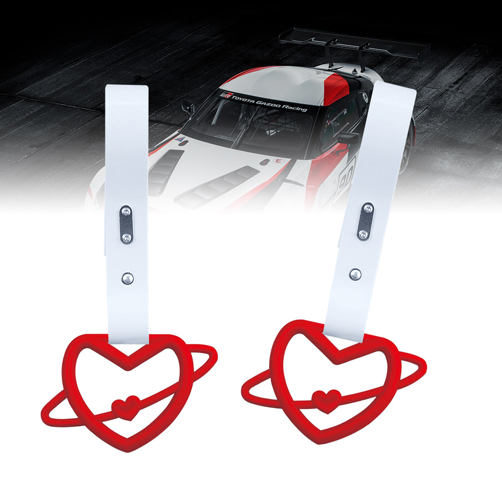 Brand New Space Heart Red JDM TSURIKAWA Ring Subway Train Bus Handle White Strap Charm Drift