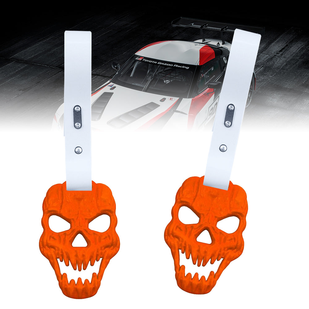 Brand New Skull Head Orange JDM TSURIKAWA Ring Subway Train Bus Handle White Strap Charm Drift