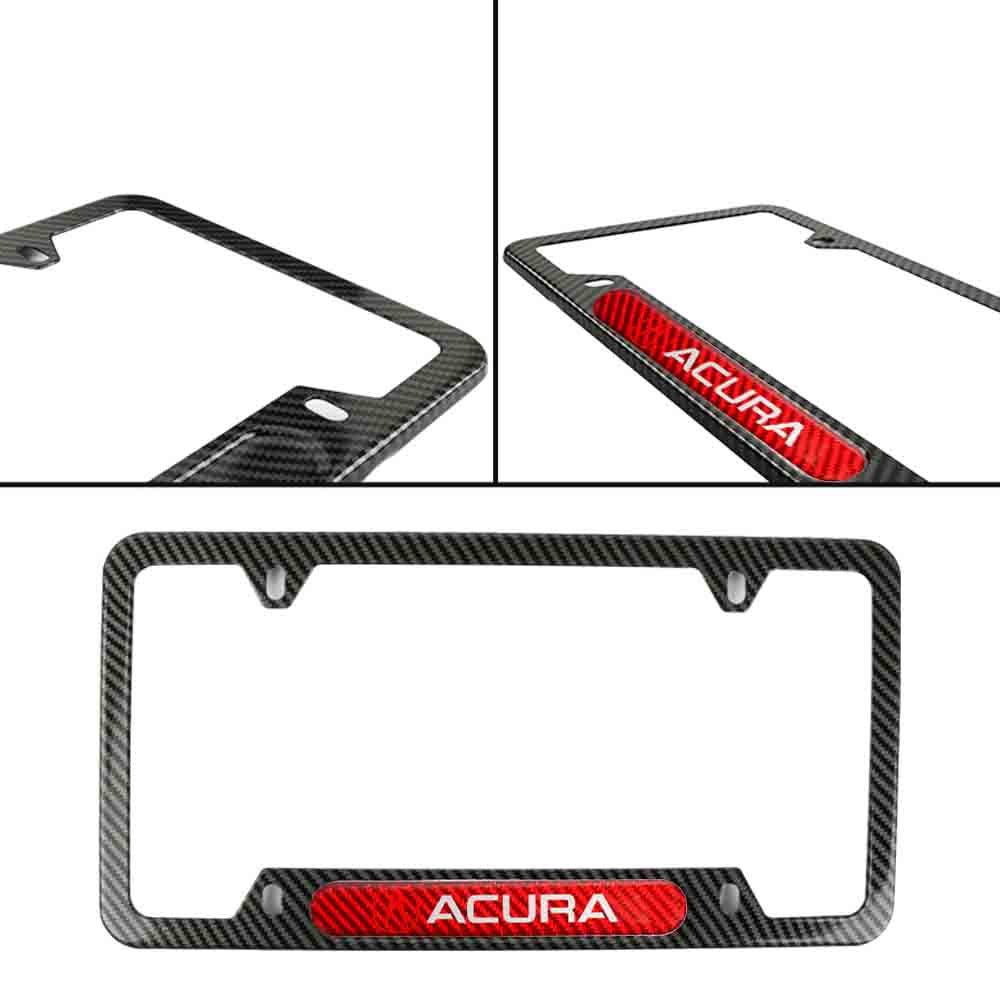 Brand New Universal 1PCS Acura Carbon Fiber Look Metal License Plate Frame