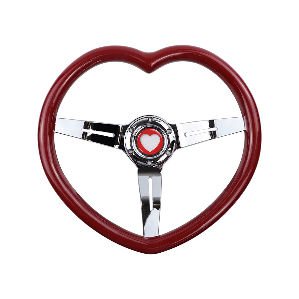 Brand New Universal Red Heart Shape Car Horn Button Black Steering Wheel Center Cap