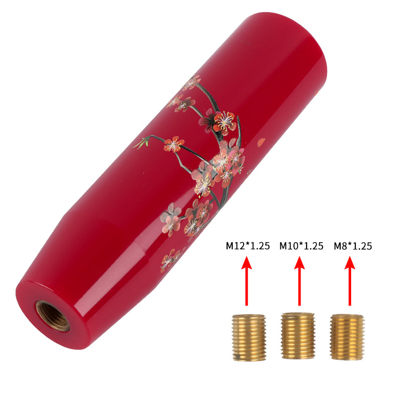 Brand New 15CM Sakura Flowers Universal Glossy Red Long Stick Manual Car Gear Shift Knob Shifter M8 M10 M12