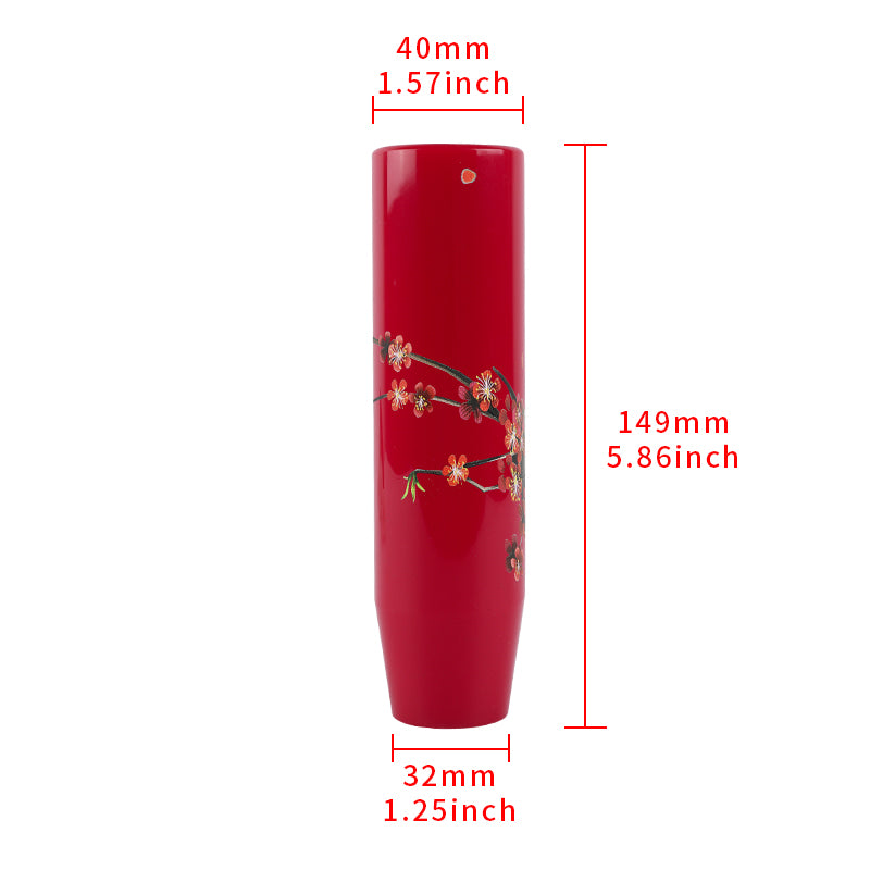 Brand New 15CM Sakura Flowers Universal Glossy Red Long Stick Manual Car Gear Shift Knob Shifter M8 M10 M12