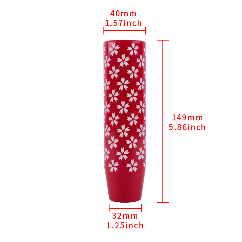 Brand New 15CM Sakura Flowers Universal Glossy Red Long Stick Manual Car Gear Shift Knob Shifter M8 M10 M12