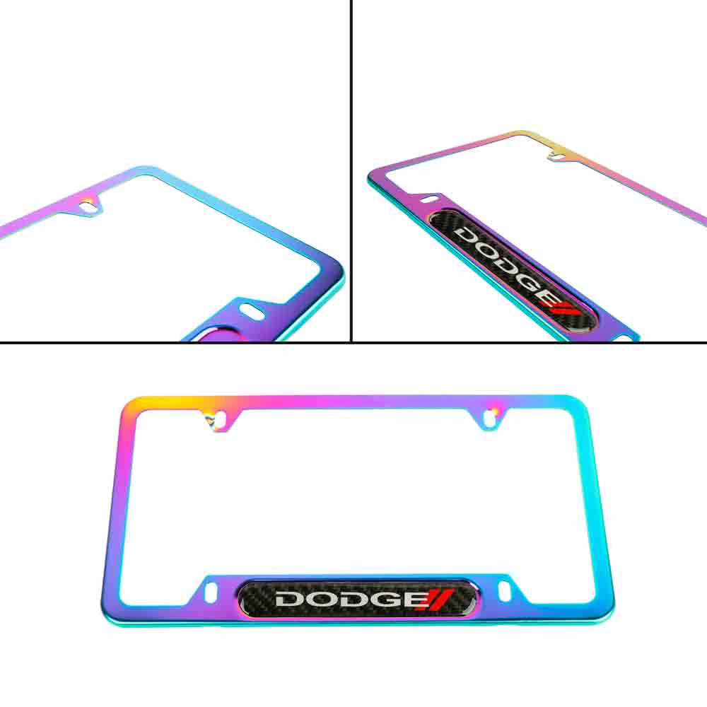 Brand New Universal 1PCS Dodge Neo Chrome Metal License Plate Frame