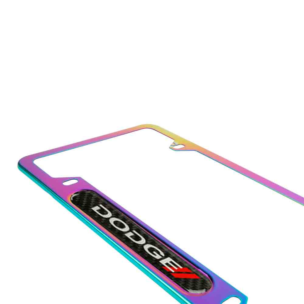 Brand New Universal 1PCS Dodge Neo Chrome Metal License Plate Frame