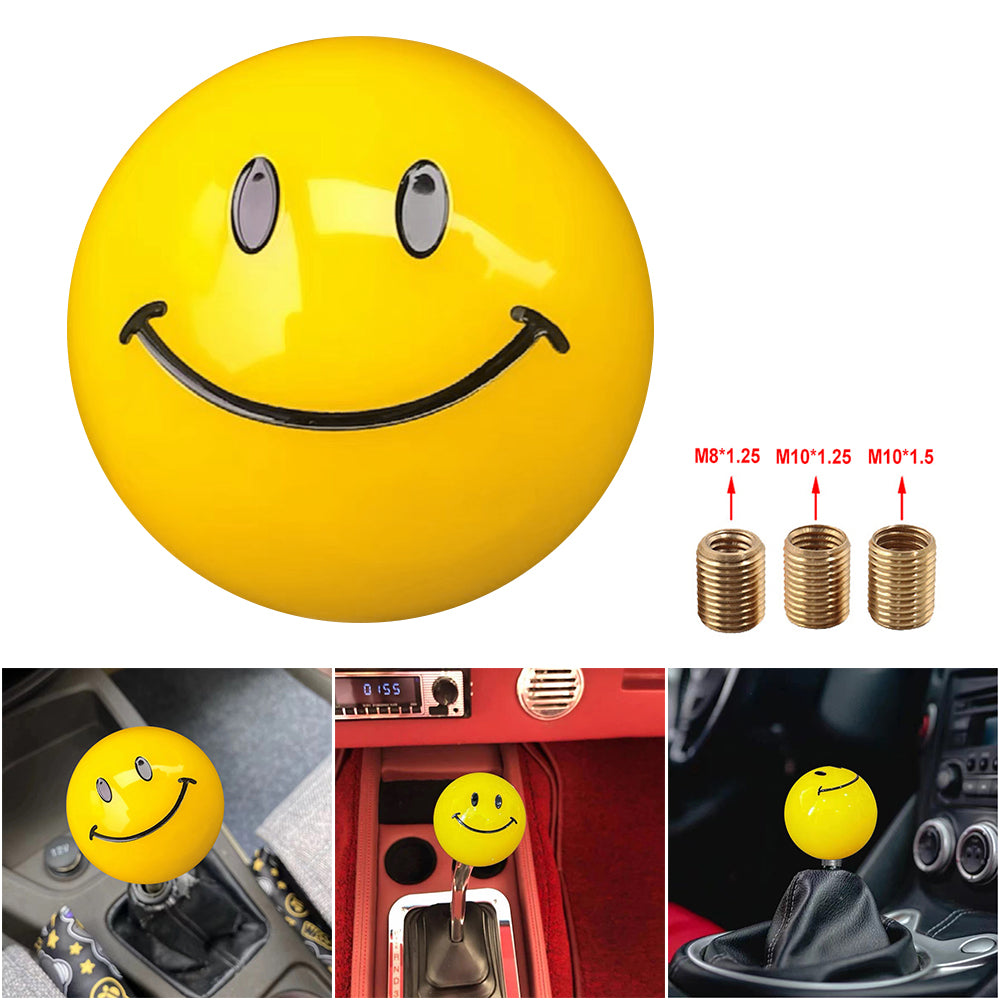 BRAND NEW UNIVERSAL JDM SMILE FACE YELLOW Manual Gear Stick Shift Knob Lever Shifter M8 M10 M12