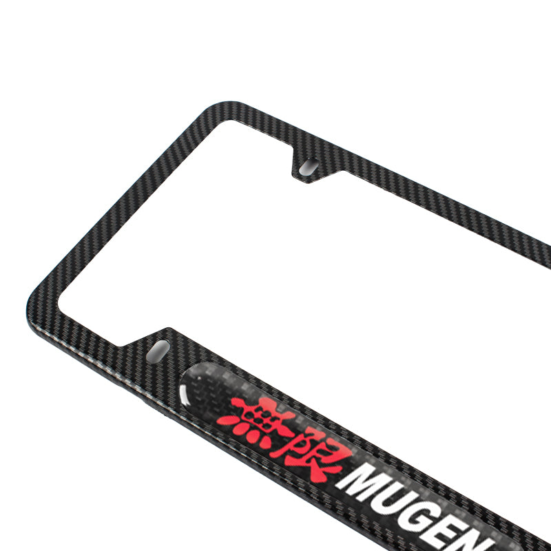 Brand New Universal 1PCS MUGEN Carbon Fiber Look Metal License Plate Frame