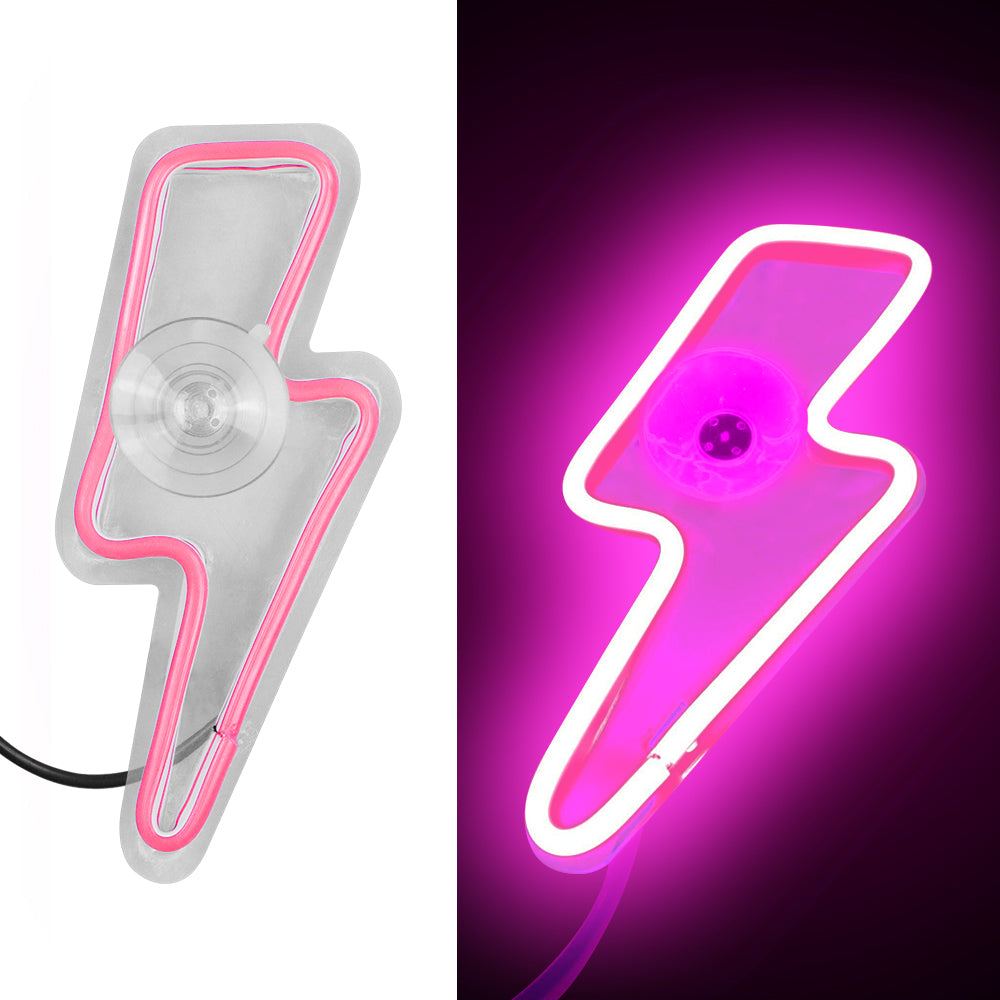 BRAND NEW UNIVERSAL LIGHTING SHAPED PINK LED Neon Flash Light Car Window Glow Electric Remote Control Lamp