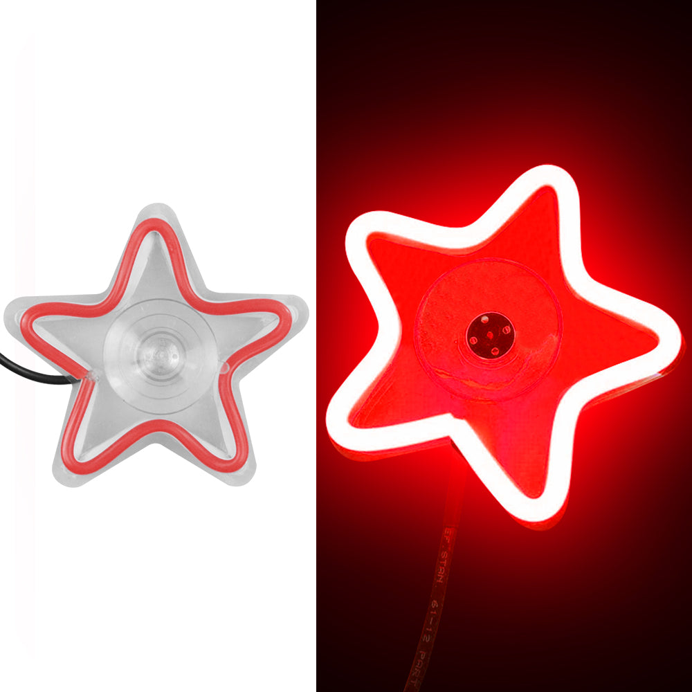 BRAND NEW UNIVERSAL STAR SHAPED RED LED Neon Flash Light Car Window Glow Electric Remote Control Lamp