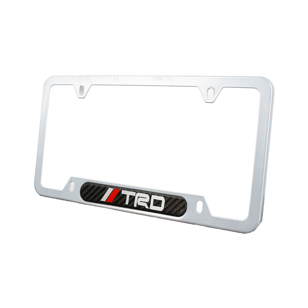 Brand New Universal 2PCS TRD Silver Metal License Plate Frame