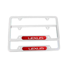 Load image into Gallery viewer, Brand New Universal 2PCS LEXUS Silver Metal License Plate Frame