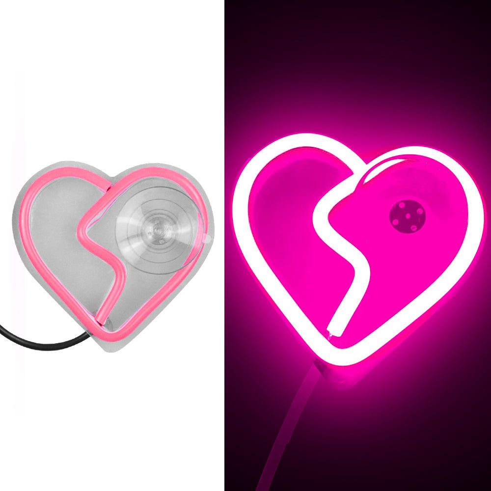 BRAND NEW UNIVERSAL BROKEN LOVE HEART PINK LED Neon Flash Light Car Window Glow Electric Remote Control Lamp