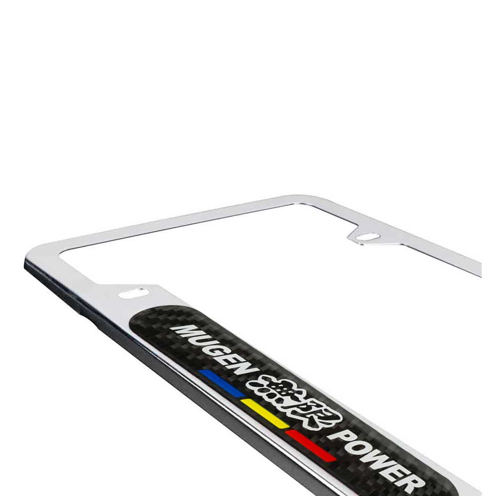 Brand New Universal 2PCS Mugen Power Chrome Metal License Plate Frame