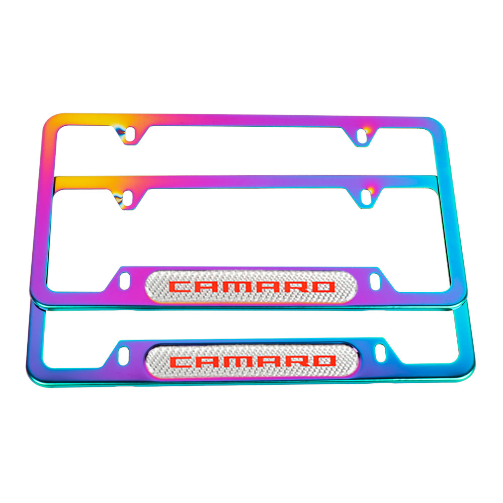 Brand New Universal 2PCS Camaro Neo Chrome Metal License Plate Frame