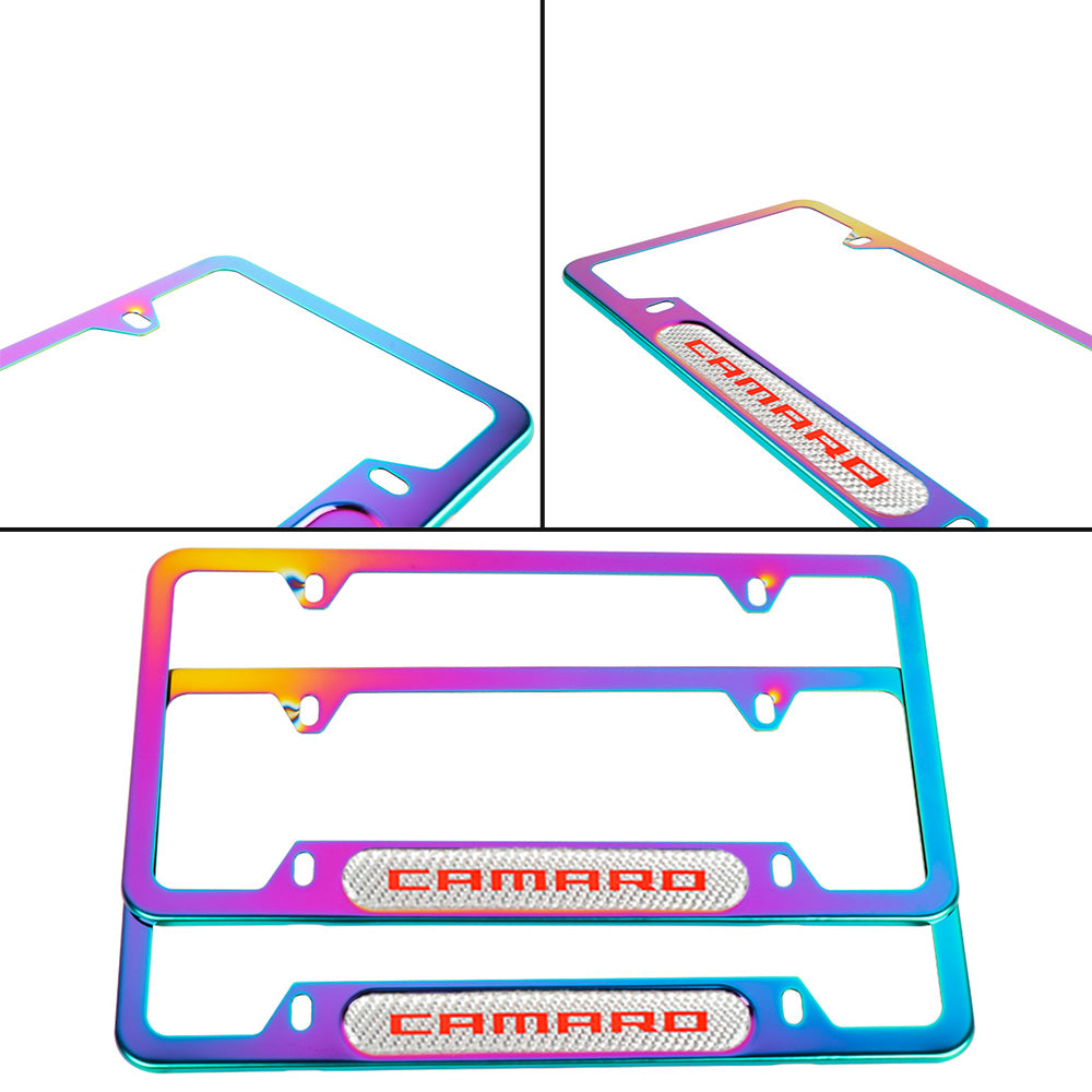 Brand New Universal 2PCS Camaro Neo Chrome Metal License Plate Frame