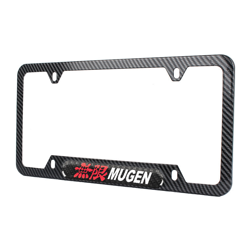 Brand New Universal 1PCS MUGEN Carbon Fiber Look Metal License Plate Frame