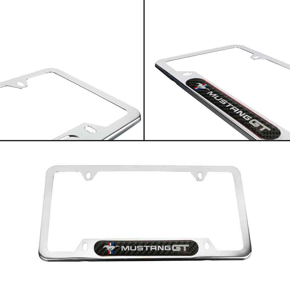 Brand New Universal 2PCS FORD MUSTANG GT Chrome Metal License Plate Frame