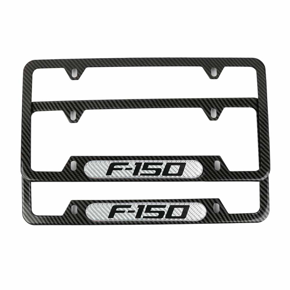 Brand New Universal 2PCS F-150 Carbon Fiber Look Metal License Plate Frame