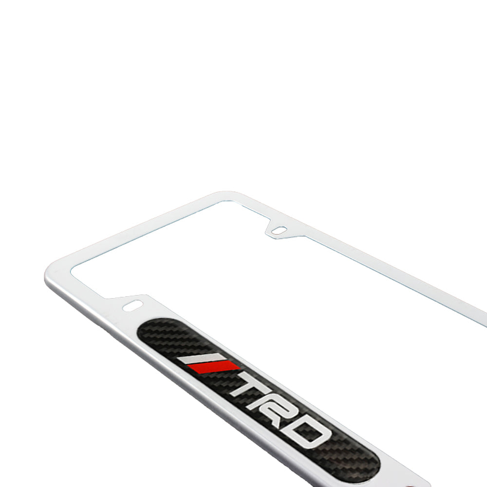 Brand New Universal 2PCS TRD Silver Metal License Plate Frame