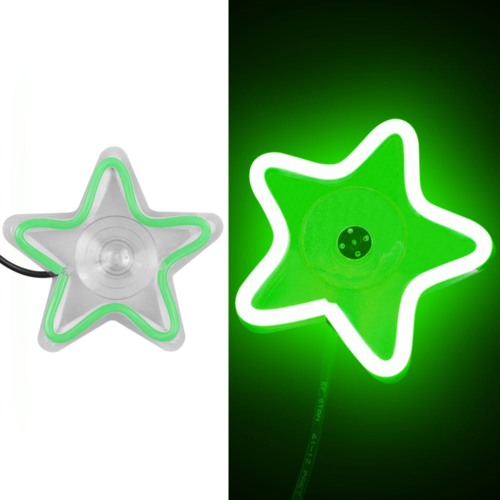 BRAND NEW UNIVERSAL STAR SHAPED GREEN LED Neon Flash Light Car Window Glow Electric Remote Control Lamp