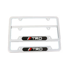 Load image into Gallery viewer, Brand New Universal 2PCS TRD Silver Metal License Plate Frame