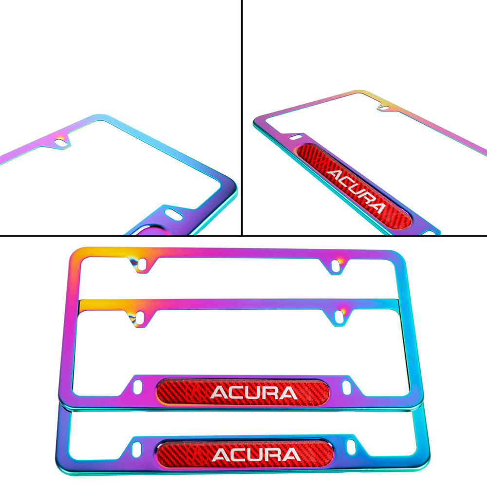 Brand New Universal 2PCS Acura Neo Chrome Metal License Plate Frame