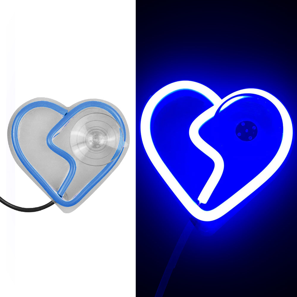 BRAND NEW UNIVERSAL BROKEN LOVE HEART BLUE LED Neon Flash Light Car Window Glow Electric Remote Control Lamp