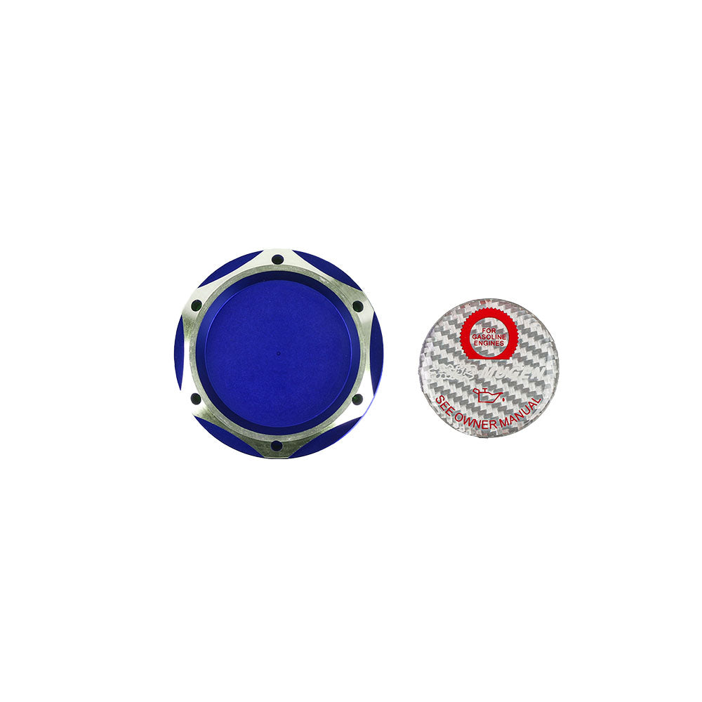 Brand New Jdm Blue Engine Oil Cap With Real Carbon Fiber Mugen Sticker Emblem For Honda / Acura