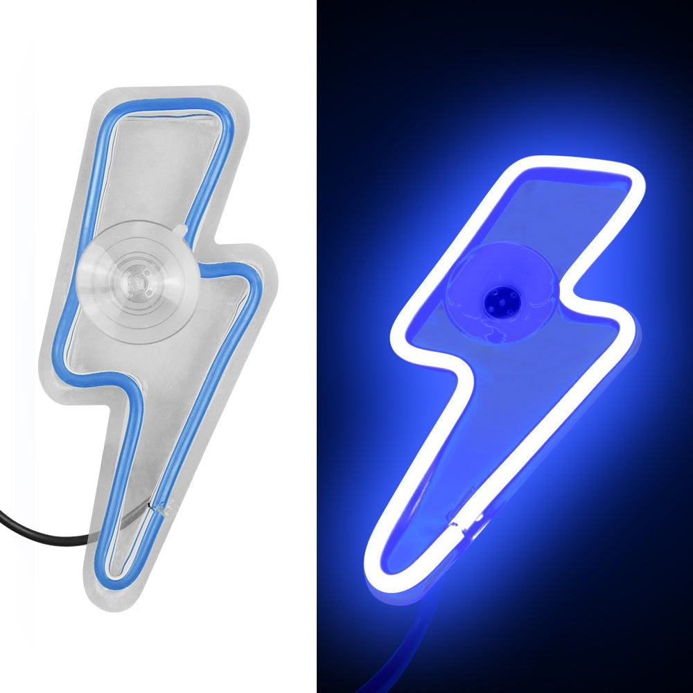 BRAND NEW UNIVERSAL LIGHTING SHAPED BLUE LED Neon Flash Light Car Window Glow Electric Remote Control Lamp