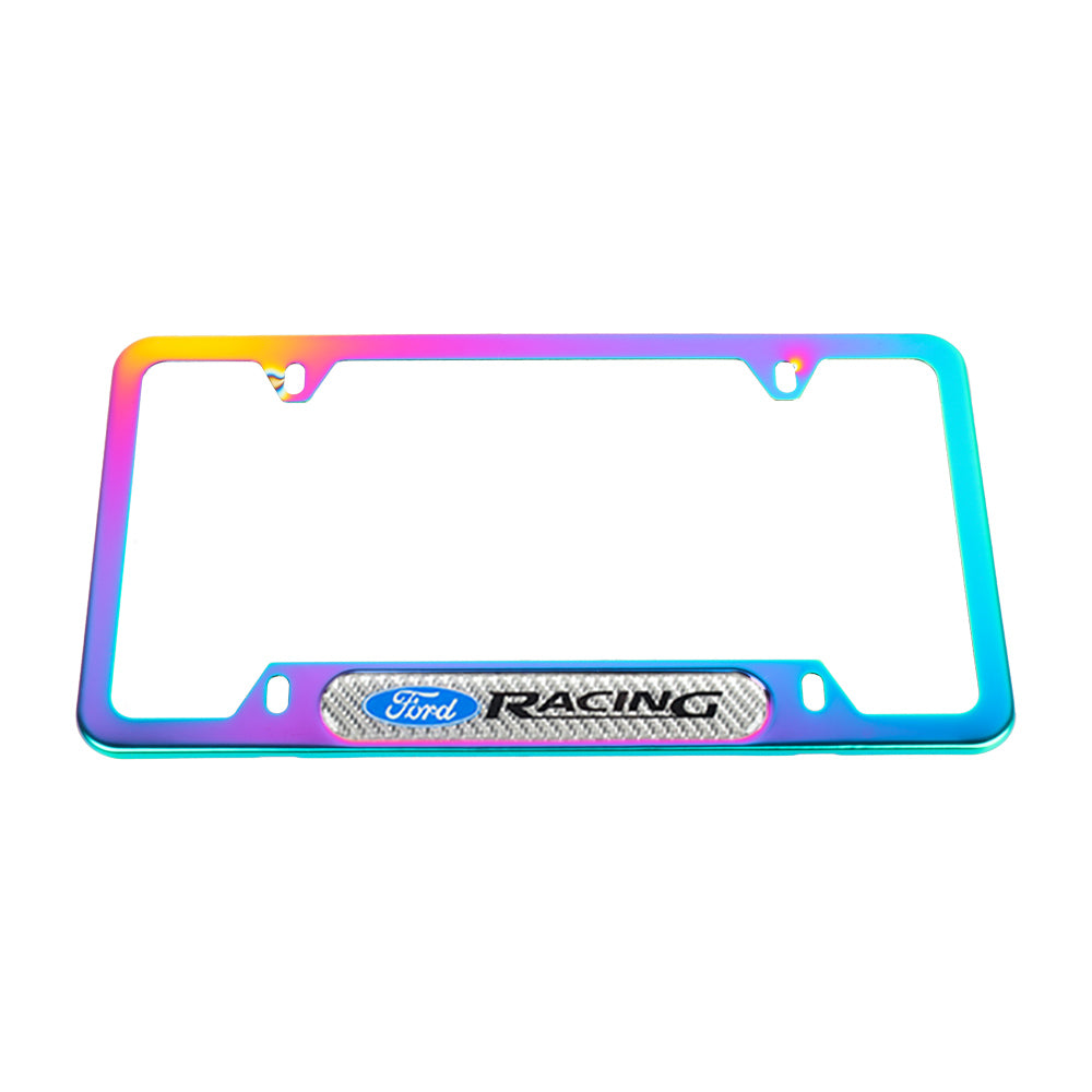 Brand New Universal 1PCS Ford Racing Neo Chrome Metal License Plate Frame